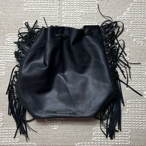 Victoria’s Secret Black Pleather Fringe Backpack